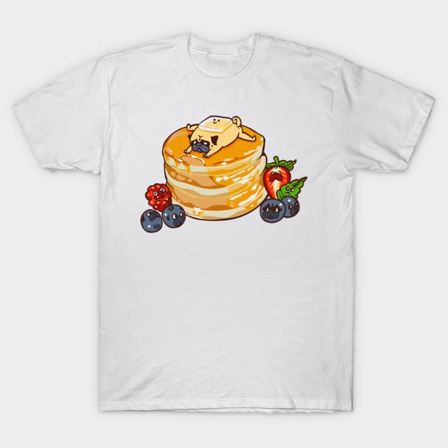 Pug Pancake T-Shirt by huebucket